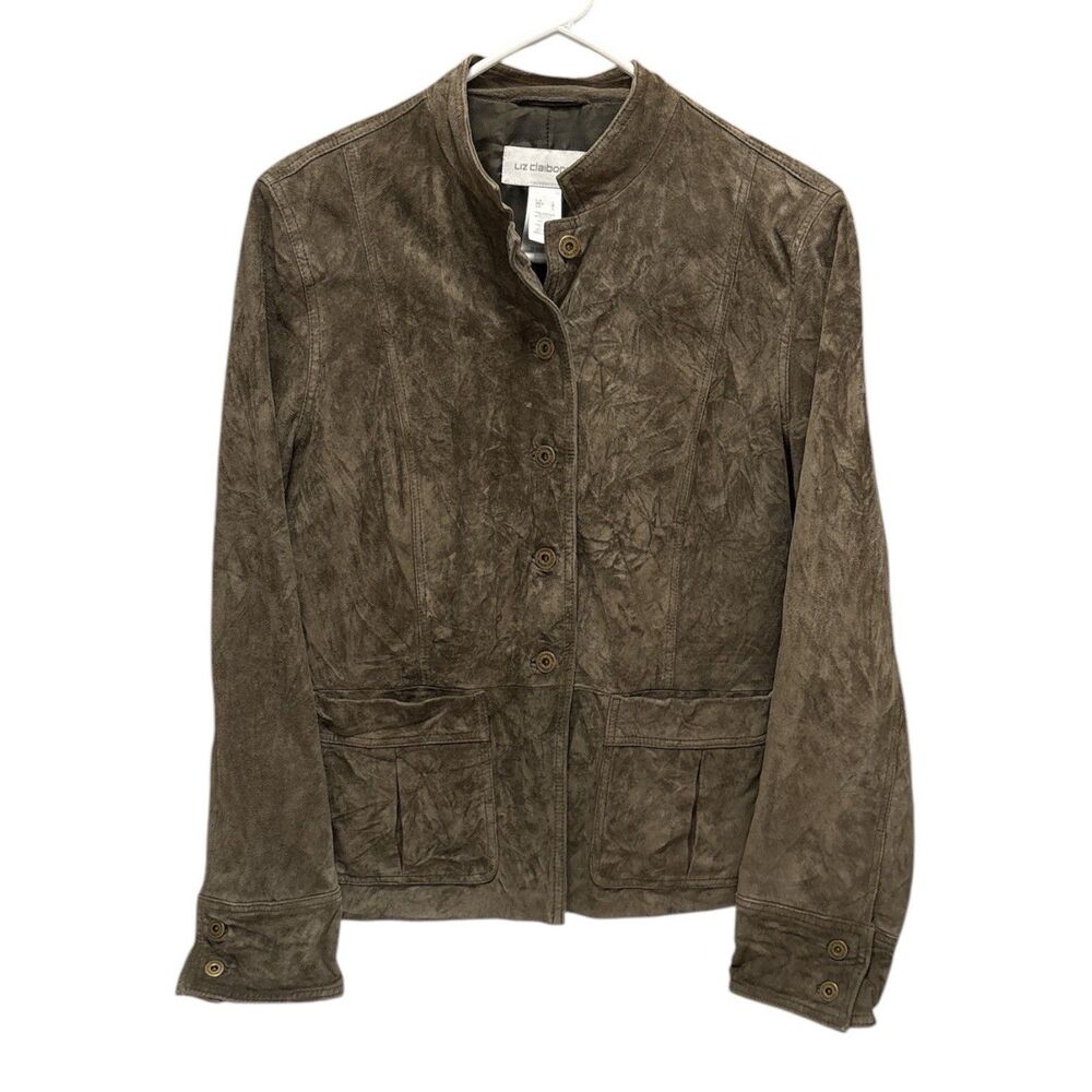 Liz Claiborne Brown Suede Button-Front Jacket